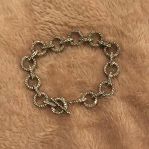 Vintage Silver and crystal chain link bracelet